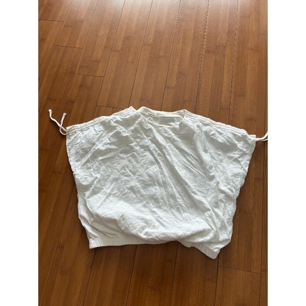 Marine Layer Cinched Drawstring Sleeve White Tee - Women's Large